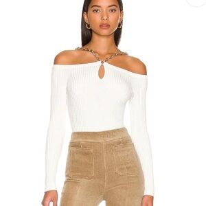 JONATHAN SIMKHAI Quinn Chain-Embellished Rib Knit Top